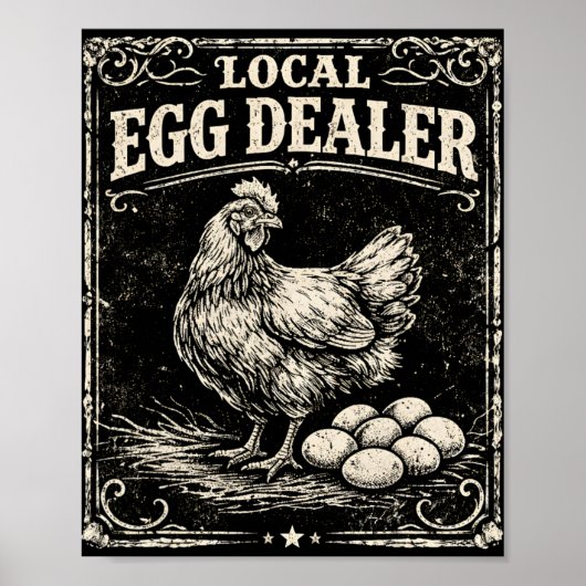 Lokaler Eierhändler Lustiger Hühnerhof Vintage Ost Poster (Vorne)