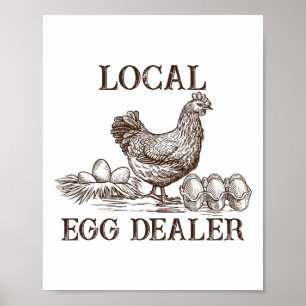 Lokaler Eierhändler Retro-Huhn Lustiger Bauer Oste Poster