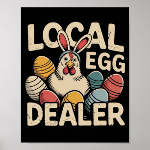 Lokaler Eierhändler Retro-Huhn Lustiger Bauer Oste Poster