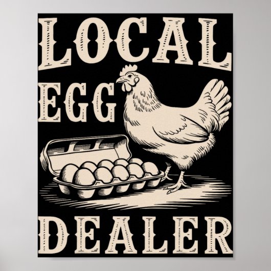Lokaler Eierhändler Retro-Huhn Lustiger Bauer Oste Poster (Vorne)