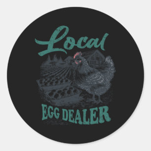 Lokaler Eierhändler Retro-Huhn Lustiger Bauer Oste Runder Aufkleber