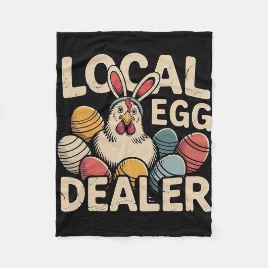 Lokaler Eierhändler Retro-Huhn Lustiger Farmer Ost Fleecedecke (Vorderseite)