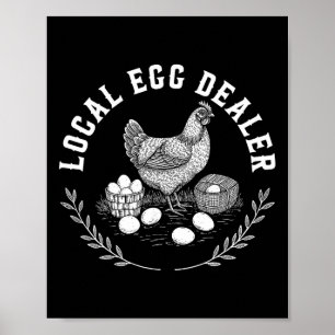 Lokaler Eierhändler Retro Hühner Ei Lustiger Bauer Poster