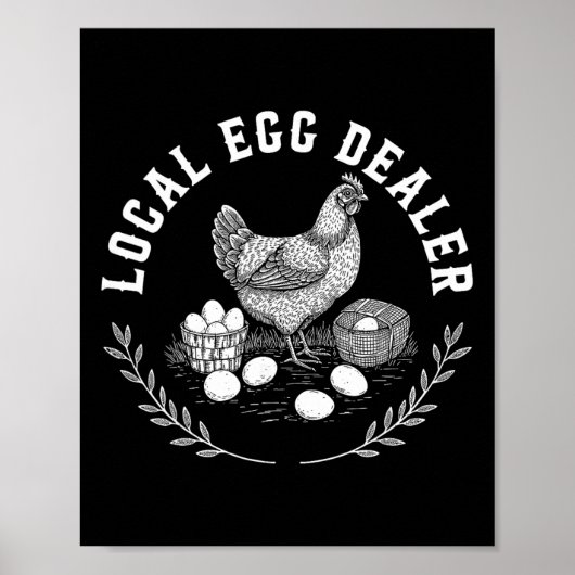 Lokaler Eierhändler Retro Hühner Ei Lustiger Bauer Poster (Vorne)