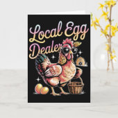 Lokaler Eierhändler Retro Lustiges Ostern Hühnerfa Karte (Gelbe Blume)