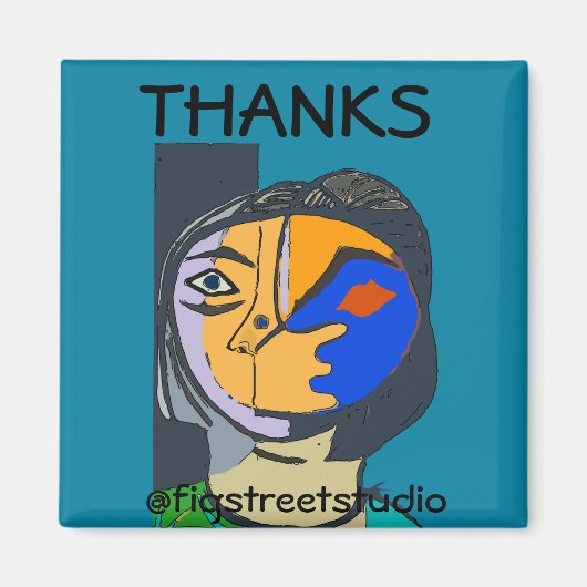 Lokaler Künstler, Dank, Text bearbeiten Magnet (Vorne)