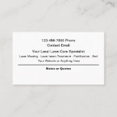 Lokaler Nachbarschaftsdienst für Rasenpflege Visitenkarte (Rückseite)