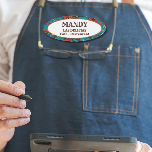 Lokales Café aquamarin und rot Namenschild