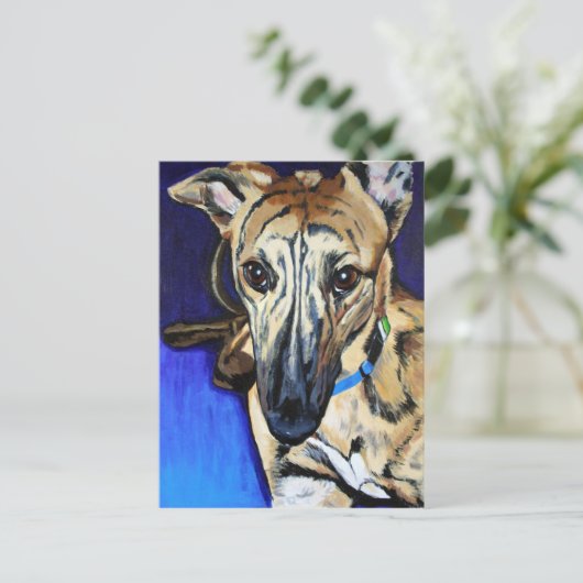 Loki - Lurcherhund Postkarte (Stehend Vorderseite)