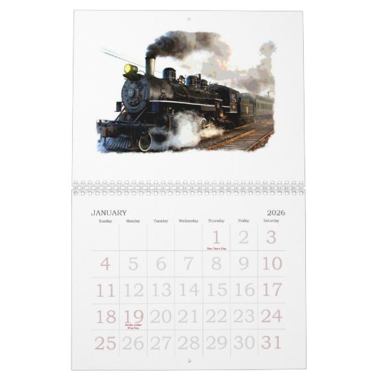 Lokomotivdampf und Dieselwandkalender Kalender (Jan 2026)