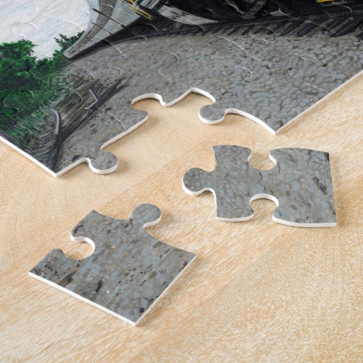 Lokomotive auf Gleisen Puzzle (Seite)