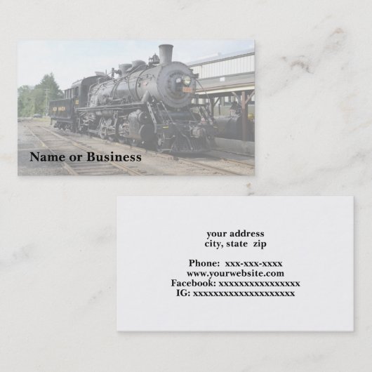 Lokomotive für den Vintagen Dampfzug Visitenkarte (Vorne/Hinten)