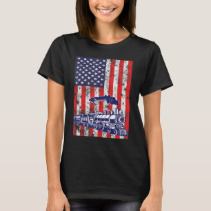 Lokomotive Motor USA - Amerikanische Flagge 4. J T-Shirt