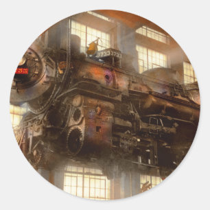 Lokomotive - Reparatur - verborgene Gefahren durch Runder Aufkleber