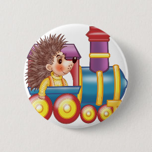 Lokomotive und Igel Button