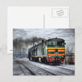 Lokomotive und Schnee Postkarte (Vorne/Hinten)
