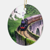 Lokomotive-Zug auf Brücke Keramik Ornament (Links)