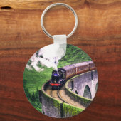 Lokomotive-Zug auf Brücke Schlüsselanhänger (Vorderseite)
