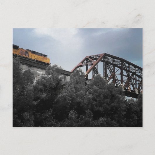 Lokomotive-Zug, der die Brücke überquert Postkarte (Vorderseite)