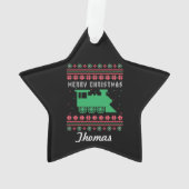 Lokomotivzug Ugly Christmas Sweater Ornament (Rückseite)