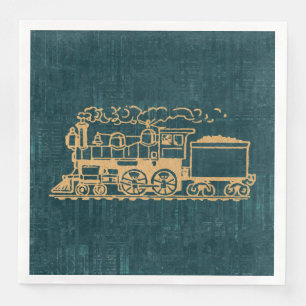Lokomotivzug Vintage Kunst Retrostil Serviette