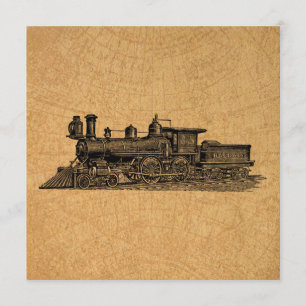 Lokzug Zug Vintage-Dampflokomotive & Kartenstil Einladung