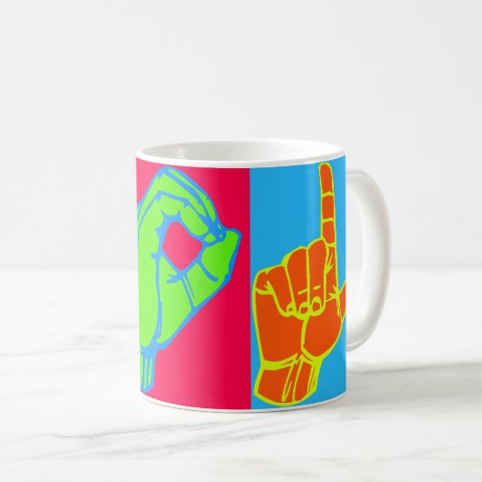 LOL ASL Gebärdensprache-Entwurf Kaffeetasse (VorderseiteRechts)