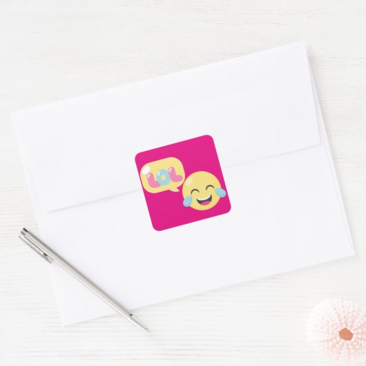 LOL Emoji Bubble Quadratischer Aufkleber (Umschlag)