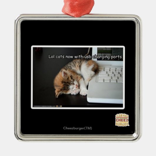 Lol Katzen mit USB Silbernes Ornament (Vorne)