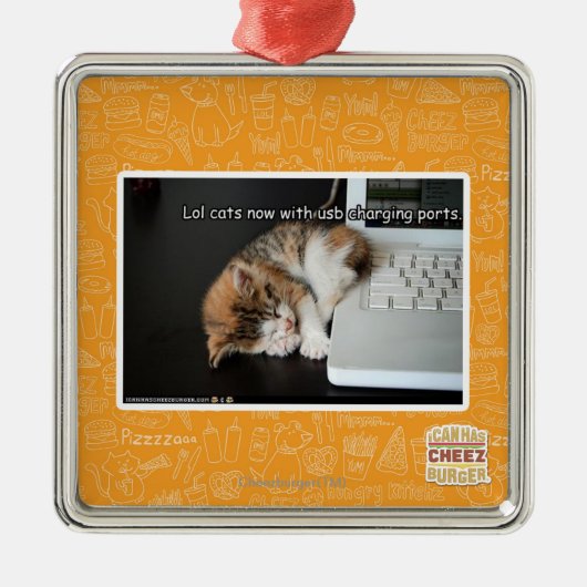 Lol Katzen mit USB Silbernes Ornament (Vorne)