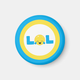 LOL Laugh Out Loud Emoji Blue Yellow Classic Magnet