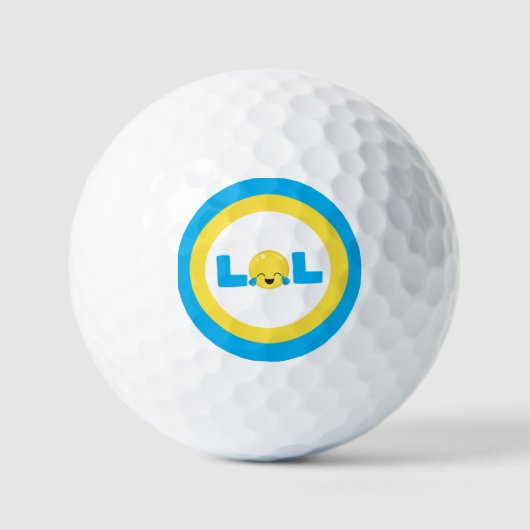 LOL Laugh Out Loud Emoji Blue Yellow Golfball (Vorderseite)