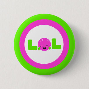 LOL Laughout Loud Lila Bright Green Button
