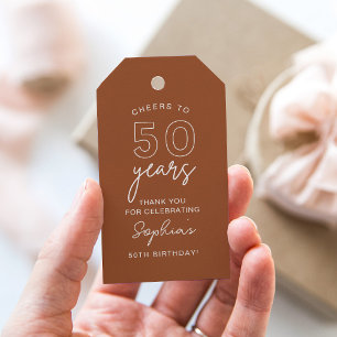 LOLA 50. Geburtstagsparty Gefallen Tag Terracotta Geschenkanhänger
