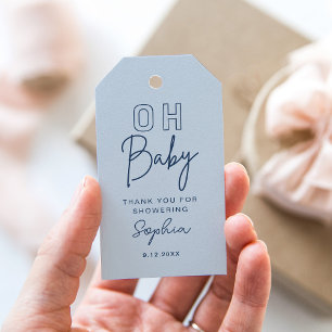 LOLA Baby Shower Favor Tag, Oh Baby Boy Geschenkanhänger