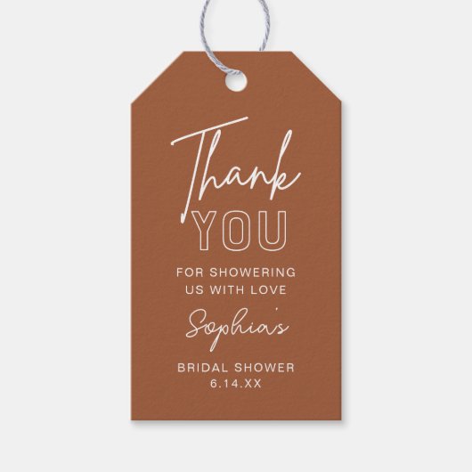 LOLA Brautparty, Babydusche Terracotta Gefallen Geschenkanhänger (Vorderseite)