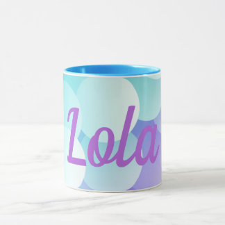 Lola Individuelle Name Lila Blue Bubble Modern Gif Tasse