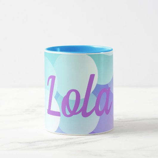 Lola Individuelle Name Lila Blue Bubble Modern Gif Tasse (Zentrum)