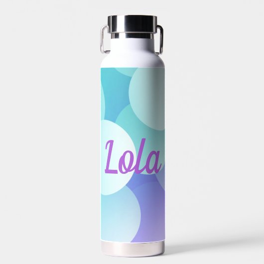 Lola Individuelle Name Lila Blue Bubble Modern Gif Trinkflasche (Vorne)