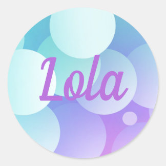 Lola Individuelle Name Party Lila Blue Bubble Mode Runder Aufkleber