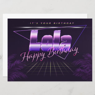 Lola Name Vorname lila retro Karte Geburtstag