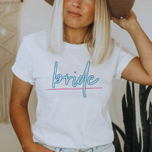 LOLA Neon Blau und Rosa 90er Braut Junggesellinnen T-Shirt