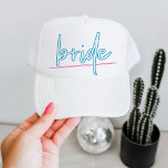 LOLA Neon Blue and Pink 90's Bride Bachelorette Truckerkappe<br><div class="desc">Dieser Bachelorette-LKW der Braut,  der mit neon inspirierten Formulierungen ausgestattet ist,  eignet sich perfekt für die Braut an ihrem Bachelorette Wochenende. Pair mit der "babe" Option für die Bachelorette-Gruppe für ein einheitliches Aussehen. 💜 FARBEN SIND GEEIGNET! Klicken Sie auf 'Design bearbeiten',  um die Farben zu ändern.</div>