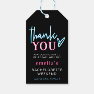 LOLA Neon Blue Pink Bachelorette Vielen Dank für  Geschenkanhänger