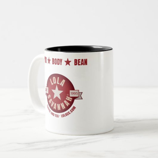 Lola Savannah Logo Zweifarbige Tasse (Vorderseite Links)