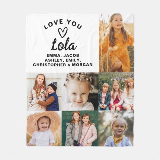 Lola We Liebe you Hearts Modern Foto Collage Fleecedecke (Vorderseite)