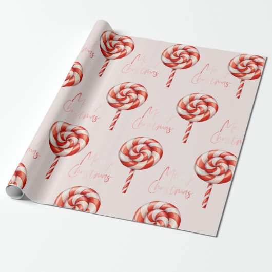 Lolipop Christmas Candy Merry Christmas Geschenkpapier (Ungerollt)