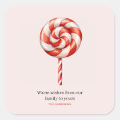 Lolipop Christmas Candy Merry Christmas Quadratischer Aufkleber (Vorderseite)