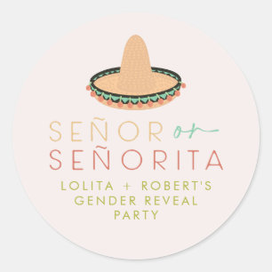 LOLITA Señor oder Señorita Fiesta Gender Reveal Ba Runder Aufkleber