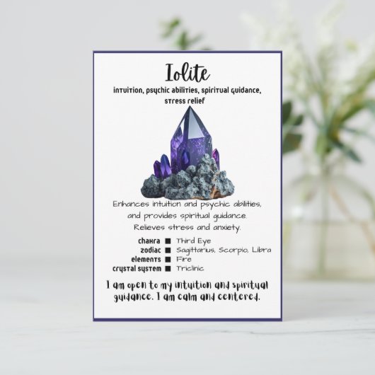 Lolite Crystal Meaning Card Einladung (Stehend Vorderseite)